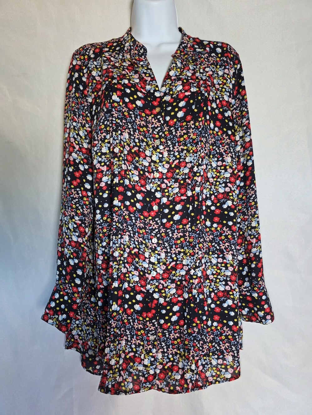 Nanette Lepore Floral Long Sleeve Tunic Blouse Women's Large